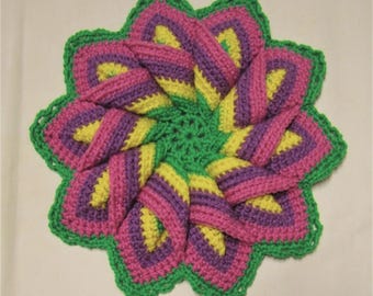 Easter 10 Point Star Trivet 11.5" Handmade Potholder Hot Pad Crochet Table Decor