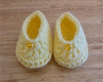 18" Slip On Doll Shoes Yellow Beads Fits American Girl Handmade Crochet Clothing