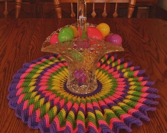 Ruffled Easter Doily 20.5" Handmade Crocheted Holiday Country Decor