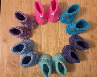 18" Doll Slip On Boots Booties Multi Colors, Fits American Girl, Crocheted Handmade Clothing Gift