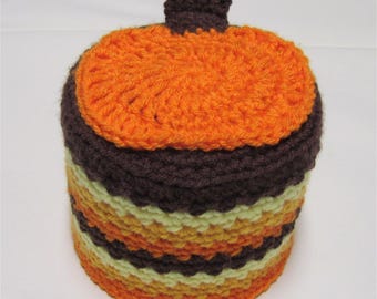 Toilet Paper Cover Thanksgiving Pumpkin Fall Crocheted Bathroom Tissue Cozy Gift