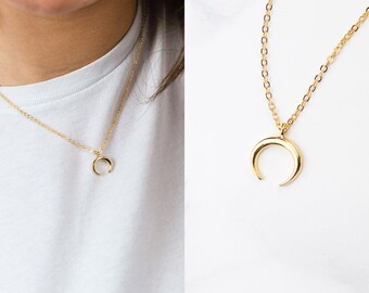 croissant de lune cha/îne argent bijoux boho collier lune collier empilable Collier croissant de lune argent 925 bijoux lune