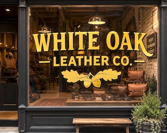Custom Gold & Black Outline Shadow Window Sticker -Gold Leaf Logo black Logo, Gold Leaf black outline Logo, Gold Black shadow window sticker