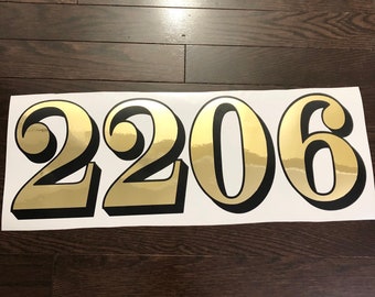 Gold Transom or Fanlight House Numbers, Victorian door numbers, Gold Leaf Numbers, Gold and Black Vinyl Numbers, Gold Leaf Door Numbers