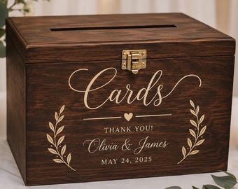 Personalized Wedding Names Vinyl Decal with Date for Cards Box: Personalized Decal for Card Box with Couple Names and Date for Wedding