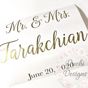 DIY Mr and Mrs Last Name and Wedding Date Decal, Mr & Mrs Surname Vinyl Decal for Acrylic Box, Welcome to Our Wedding Sign Card Box Decals image 1