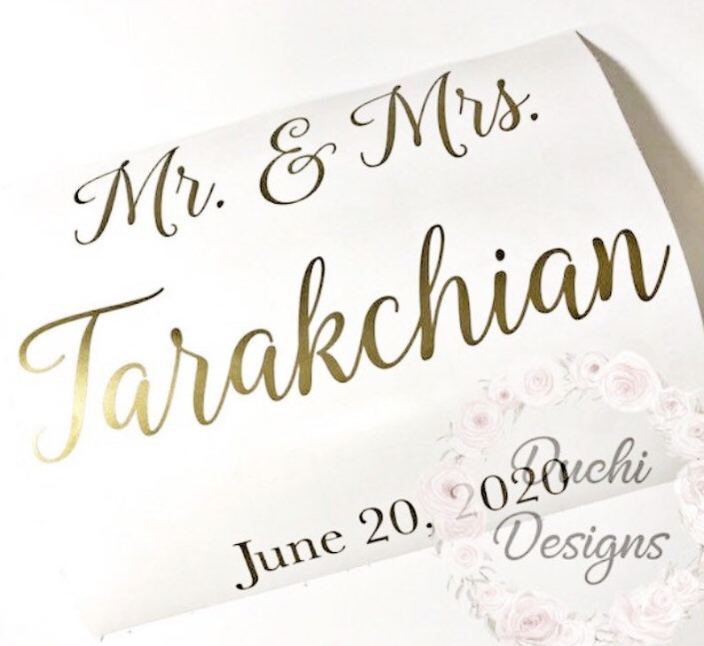 DIY Mr and Mrs Last Name and Wedding Date Decal, Mr & Mrs Surname Vinyl Decal for Acrylic Box, Welcome to Our Wedding Sign Card Box Decals image 1