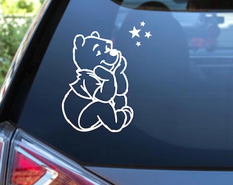 Calcomanía de vinilo de Winnie the Pooh con estrellas - Decoración para coche o pared
