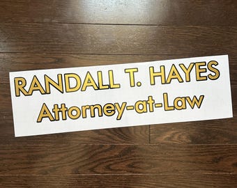 Custom Antique Gold Lettering Decal with Black Outline