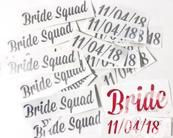 Decals ONLY Bridesmaids Flip Flops Vinyl Decals with Date, Bride Squad vinyl Personalized Spa Day Flip Flops Bachelorette Bridal Party Gifts