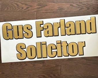 Custom FONT Width Antique Style Gold lettering with black edging, Gold black outline decal, Gold Black shadow vinyl, Vintage Gold Lettering