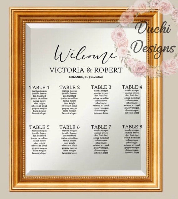 Wedding Seating Chart Decal