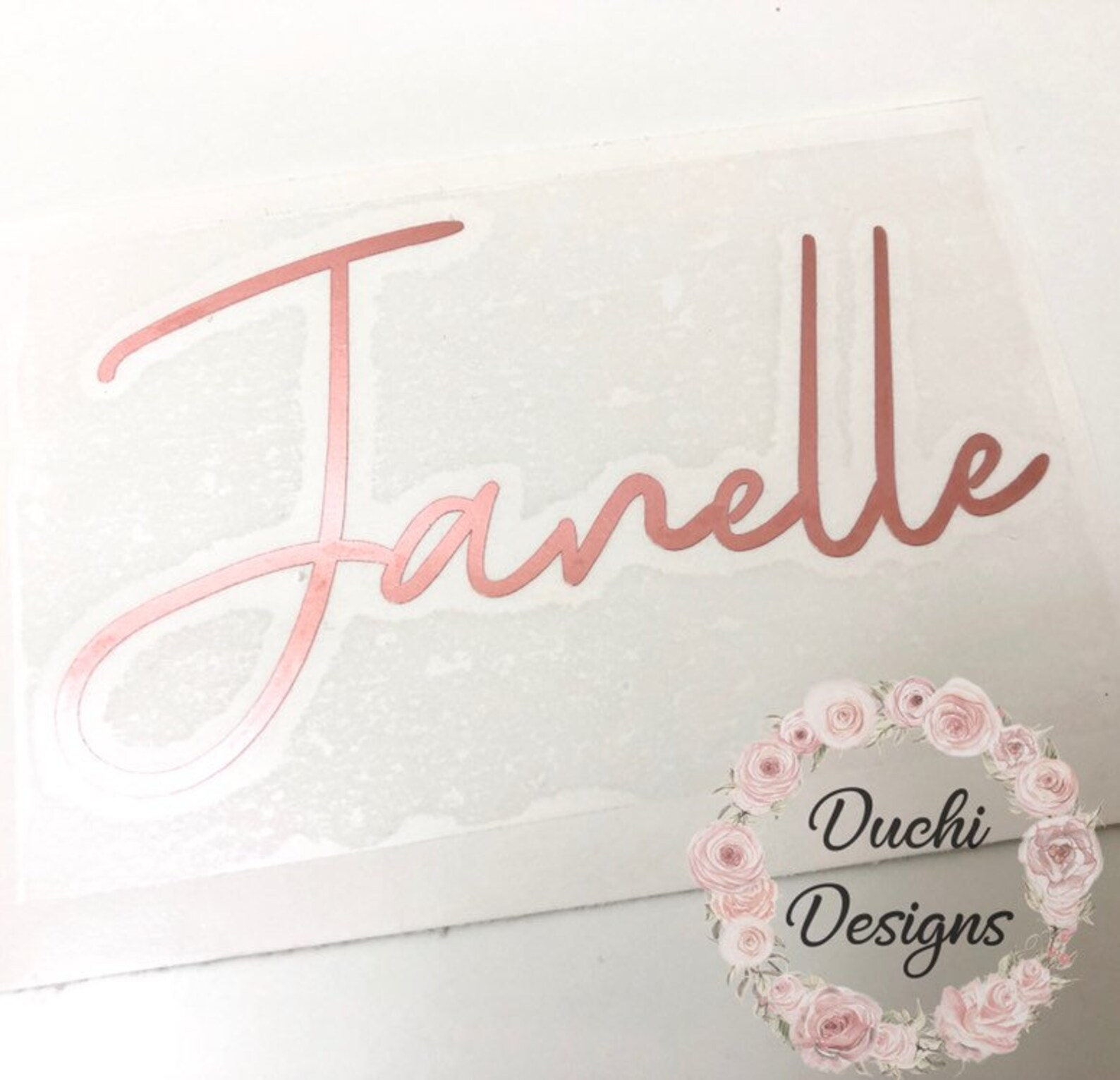Rose Gold Decal Rose Gold Name Decal Rose Gold Wedding Decal Etsy