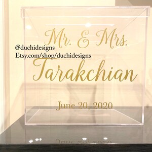 DIY Mr and Mrs Last Name and Wedding Date Decal, Mr & Mrs Surname Vinyl Decal for Acrylic Box, Welcome to Our Wedding Sign Card Box Decals image 2