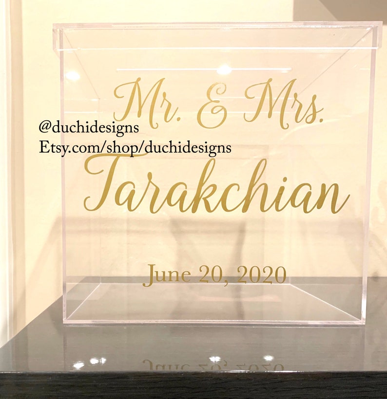DIY Mr and Mrs Last Name and Wedding Date Decal, Mr & Mrs Surname Vinyl Decal for Acrylic Box, Welcome to Our Wedding Sign Card Box Decals image 2