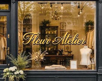 Custom Antique Gold Lettering Decal with Black Outline