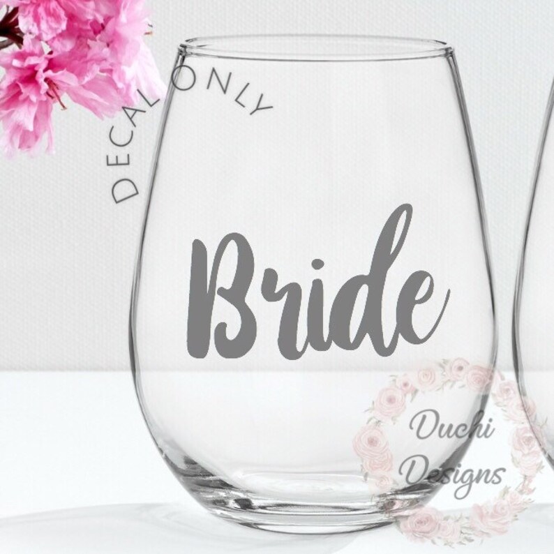 Stemless Wine Glasses Decal Bridal Party Gifts Custom Glass Etsy