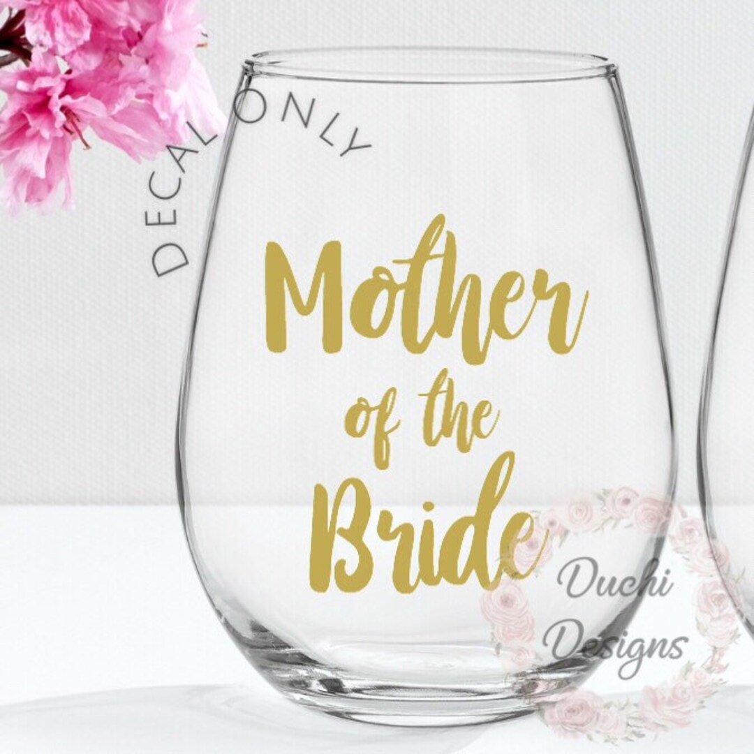 Stemless Wine Glasses Decal Bridal Party Gifts Custom Glass Wedding