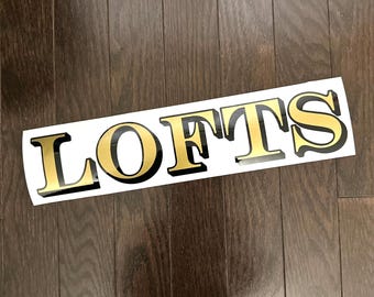 CLASSIC Vintage Antique Style Gold & Black Window Lettering Decals - Gold Shadow Vinyl with Black Edging, Elegant Decorative Design Height