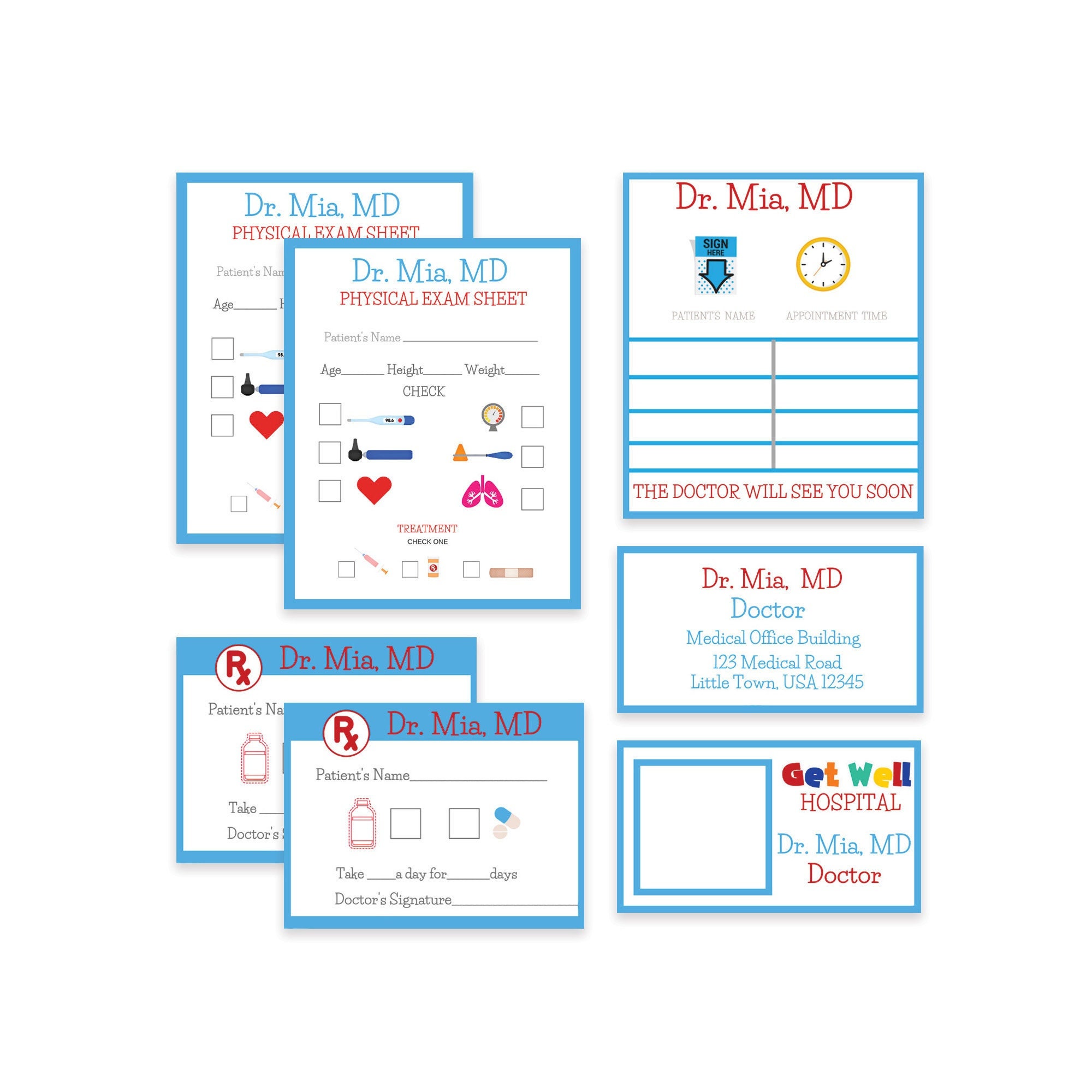 Personalized Pretend Play Doctor Kids Make Believe Games Etsy New Zealand