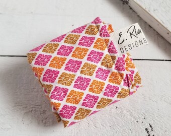 Reusable Fabric Grocery Bag Farmers Market Tote Upcycled Material MyB.Y.O.Bag Earth Friendly Grocery Bag Pink Orange Gold Lightweight