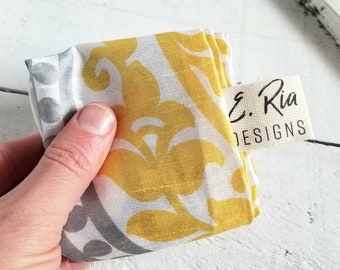 Reusable Fabric Grocery Bag Farmers Market Tote Upcycled Material MyB.Y.O.Bag Earth Friendly Grocery Bag Pink Orange Gold Lightweight