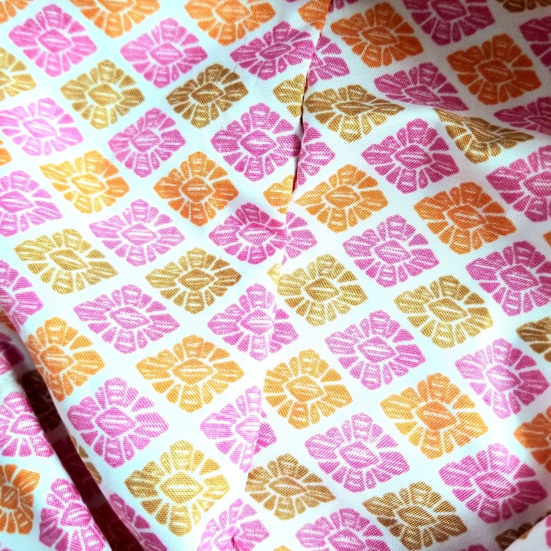 Reusable Fabric Grocery Bag Farmers Market Tote Upcycled Material MyB.Y.O.Bag Earth Friendly Grocery Bag Pink Orange Gold Lightweight