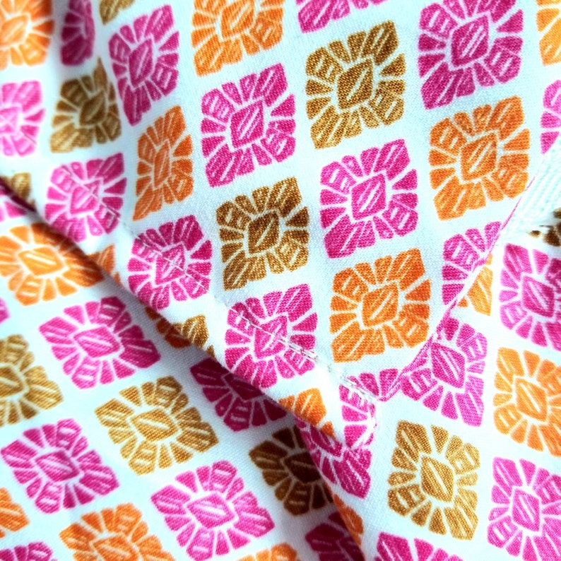 Reusable Fabric Grocery Bag Farmers Market Tote Upcycled Material MyB.Y.O.Bag Earth Friendly Grocery Bag Pink Orange Gold Lightweight