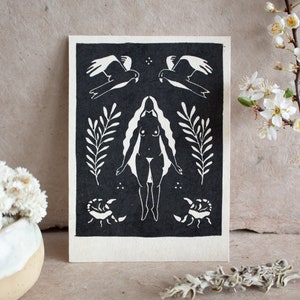 The Protectress - Linocut