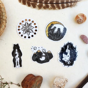 Collezione di adesivi con 5 dee Madre Terra