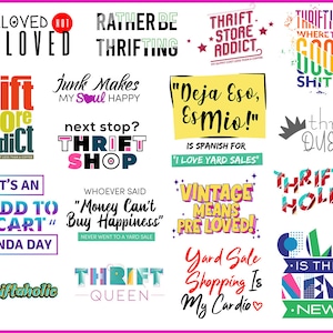 Thrift Store Yard & Garage Sale Quotes 20 PNGs Bundle