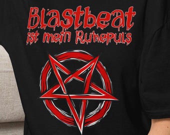 Blastbeat è la mia frequenza cardiaca a riposo, maglietta metal divertente con pentagramma, maglietta per festival death metal