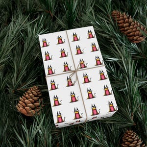 Funny Catman Cat Illustration Wrapping Paper