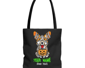 Custom Halloween Corgi Shirt, Personalized Corgi Tote Bag,Halloween Corgi Shirt,Corgi Owner Gift,Trick Or Treat Bag,Dog Lover Halloween Gift