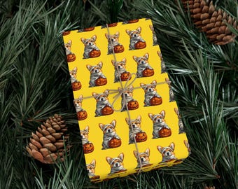 Cute Halloween Corgi Mummy Illustration Wrapping Paper