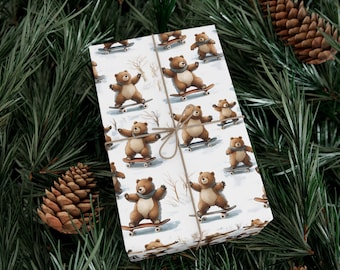 Wrapping Papers Skateboarding Bear