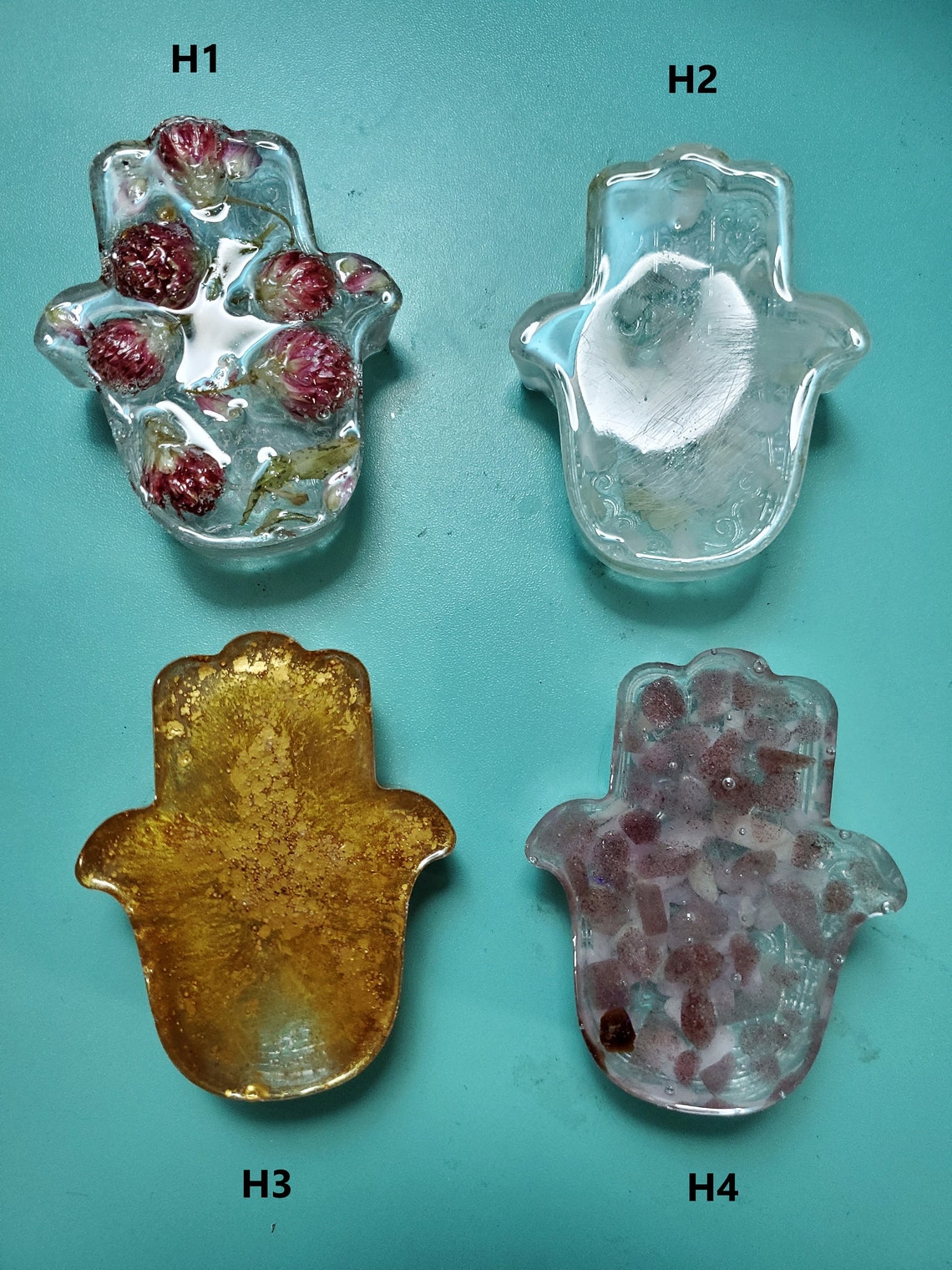 Resin paper weights with crystals or flowers Etsy