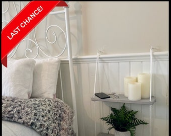 2 Tiered Hanging Shelf Unit - Minimalist bed side table - Rope Hanging Shelves - Floating Shelves - Joyful Curvy - Gift for her