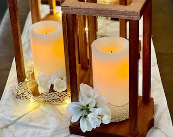 Wood Lanterns Bulk Package - Wedding Center Piece Bulk Package - Bridal Shower - Rustic Wedding Decor - Lantern Center Piece - Holiday Decor