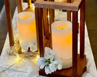 Wood Lanterns Bulk Package - Wedding Center Piece Bulk Package - Bridal Shower - Rustic Wedding Decor - Lantern Center Piece - Holiday Decor