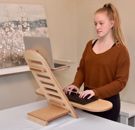 Standing Desk Converter Stand Made in Wood Multiposition Etsy
