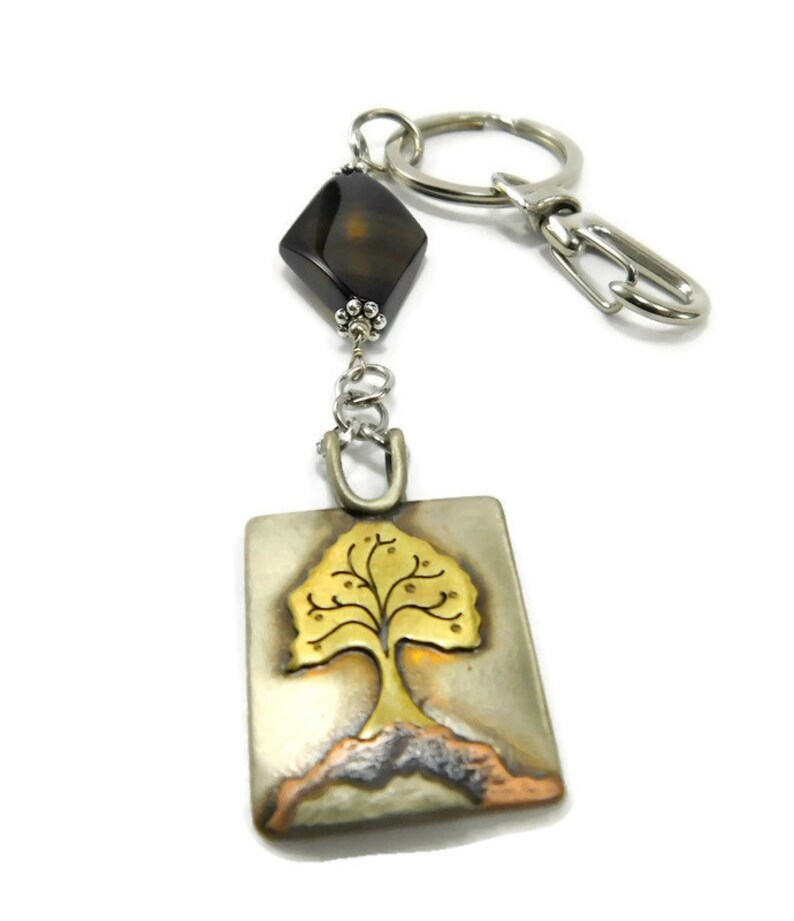 Woman Gift Key Holder Nature Gift Brother Gift Woman Bag Accessory Nature Keychain Tree Keychain Gift Tree Charm Landscape Jewelry