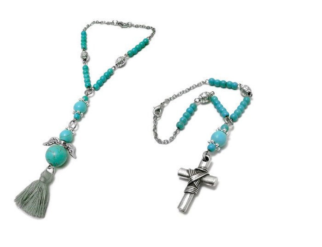 Rosary Car Protection, Angel Protection Car Charm, Car Mirror Hanging