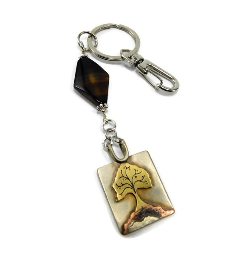 Woman Gift Key Holder Nature Gift Brother Gift Woman Bag Accessory Nature Keychain Tree Keychain Gift Tree Charm Landscape Jewelry