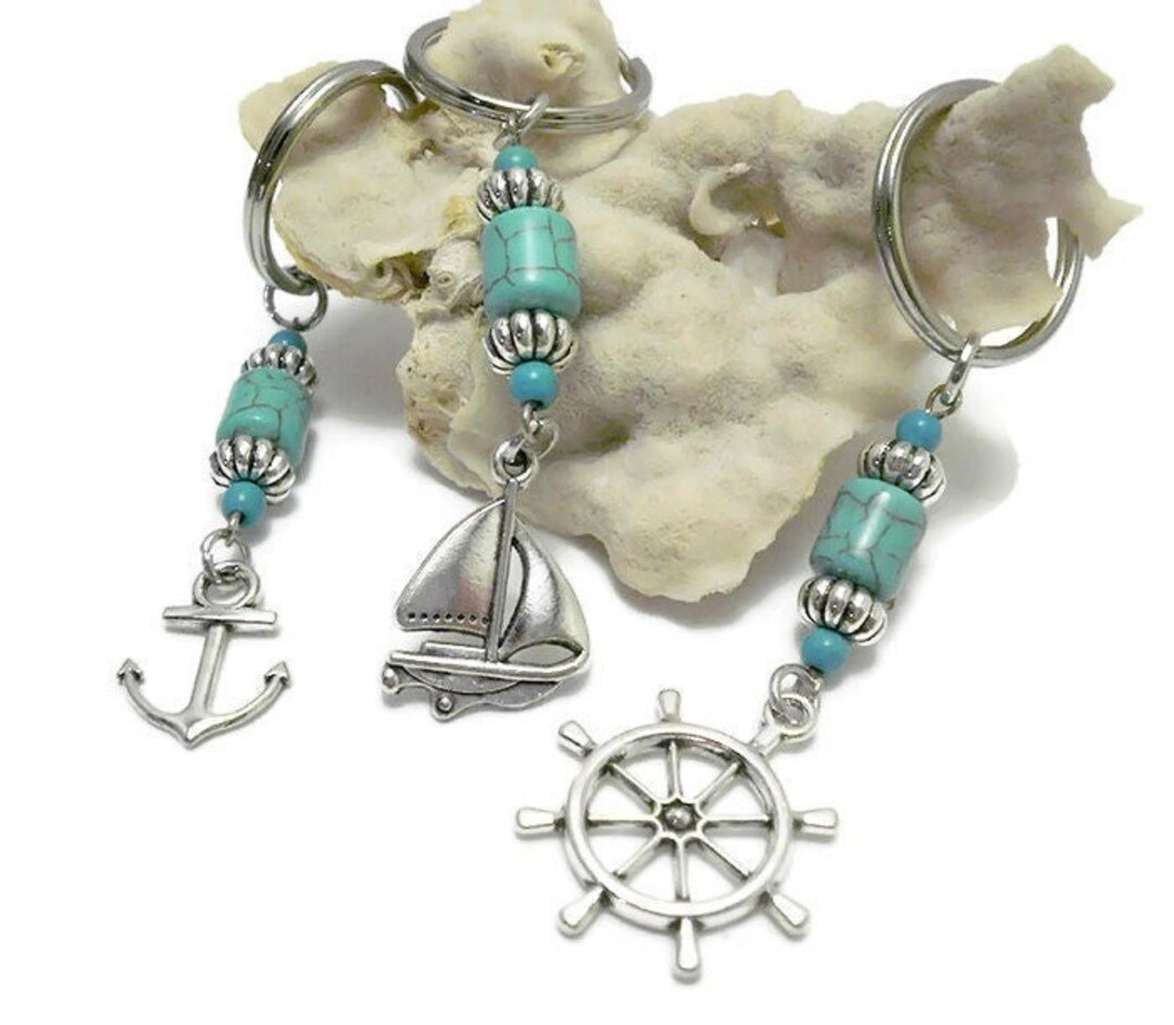 Nautical Keyring Gift Set Keyring Anchor Keychain Ship Etsy