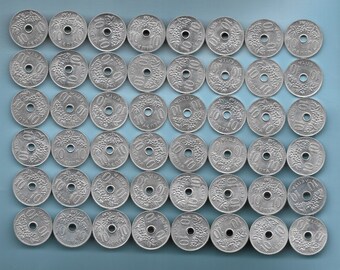 Greece 10 Lepta 50 coins. Vine grapes and crown in reverse. Agricultural theme lucky coin. Add to promotion items for vine producers.