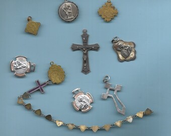 Greece  Christian religious items . Crosses and baptism witness ornaments (testimonials ) lot.