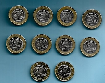 Greek 1 Euro Coin: Athenian Owl, Jewelry Supply, Birthday Coin