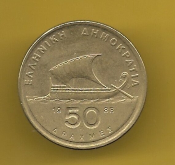 Grèce 50 Drachmes 1 Pièce De Monnaie Grecque Homer Et La Conception De Bateaux à Voile Fourniture De Bijoux De Monnaie - 