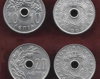ギリシャ 1968 年 10 ドラクマ硬貨、コンスタンティヌス 2 世、裏面に